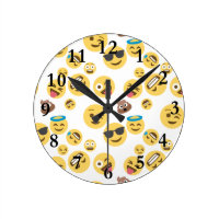 Crazy Emojis Round Clock