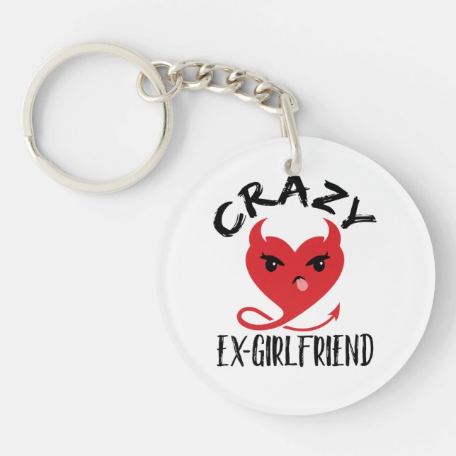 Crazy Ex-Girlfriend Funny Devil Red Heart Keychain (Front)