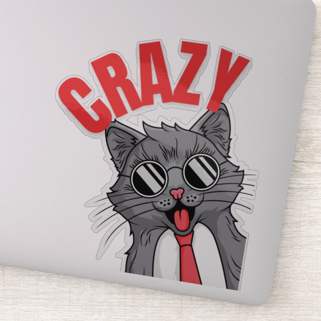 Crazy... Explore the many moods of the cat      Sticker (Detail)