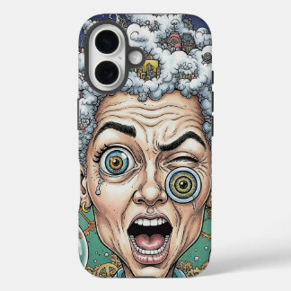 Crazy Expression Caricature Phone Case–Unique Art iPhone 16 Case