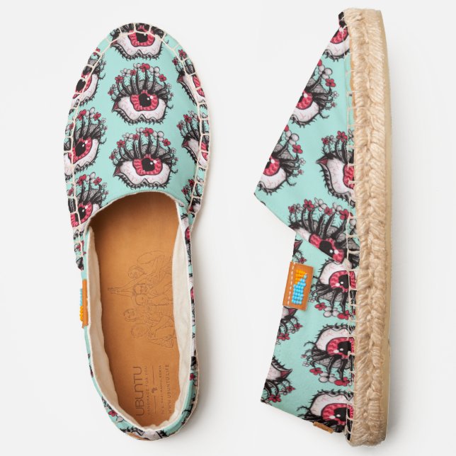 Crazy Eye Weird Trippy Psychedelic Espadrilles (Side)