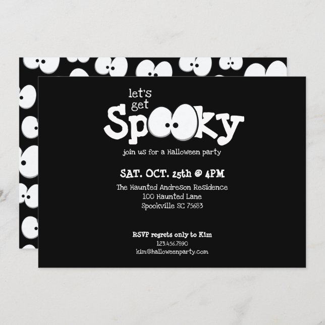 Crazy Eyes Let's Get Spooky Halloween Party Invitation (Front/Back)