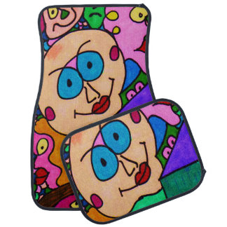 Crazy Faces Car Floor Mat