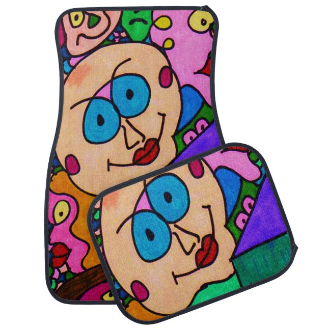 Crazy Faces Car Floor Mat (Set)