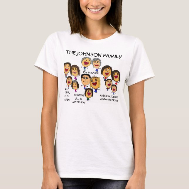 Crazy Family Reunion Fun Cartoon T-Shirt (Front)