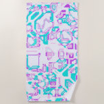crazy fantasy maps white and aqua beach towel