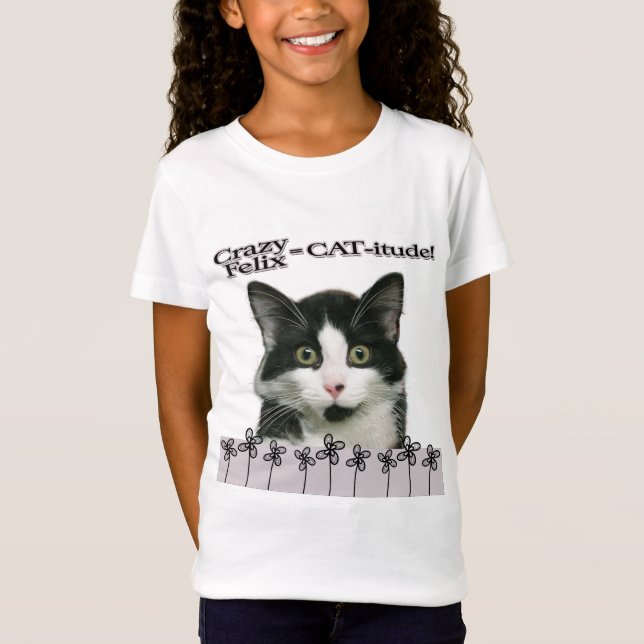 Crazy Felix CAT-itude Girl's T-Shirt (Front)