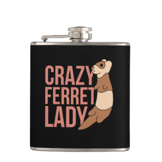 crazy ferret lady flask