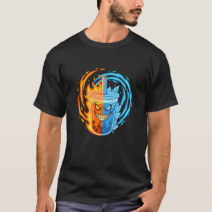 Crazy Fire and Ice Bubble Tea Boba Anime Cup T-Shirt
