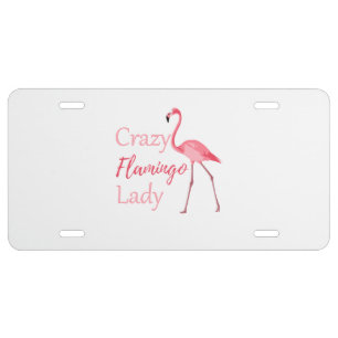 Crazy Flamingo Lady Funny Flamingo License Plate