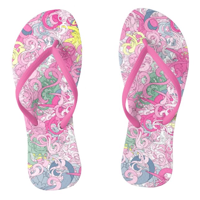 Crazy Floral Flip Flops (Footbed)