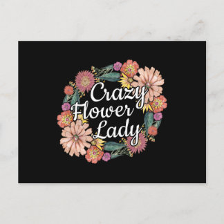 Crazy Flower Lady - Zinnia Gardener Postcard