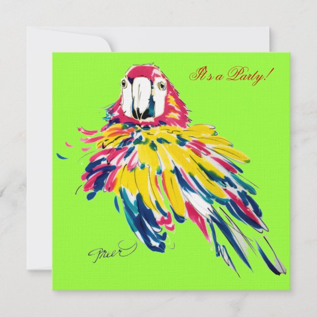 Crazy Fluffy Parrot Invitation (Front)