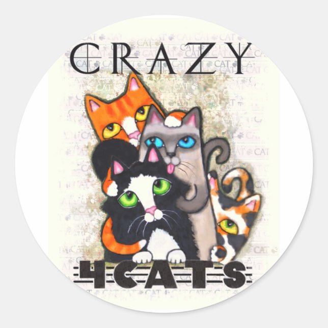 Crazy For Cats Stickers (Front)