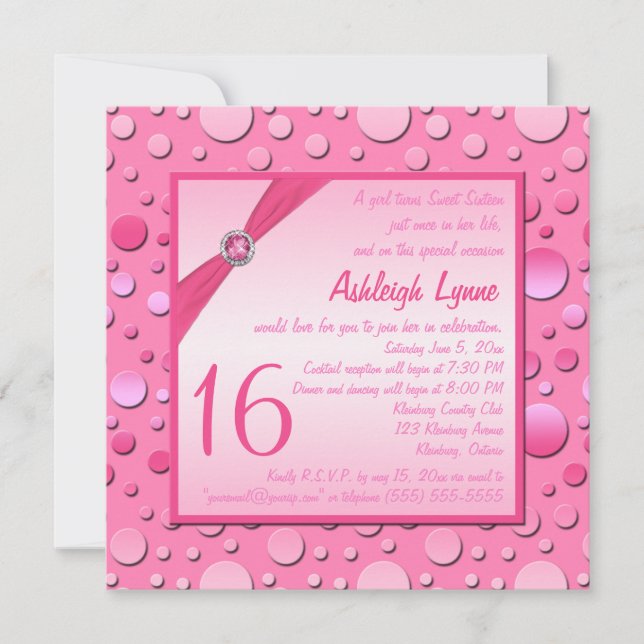 Crazy for Pink Polka Dot Sweet Sixteen Invitation (Front)