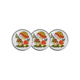 Crazy for retro mushrooms golf ball marker