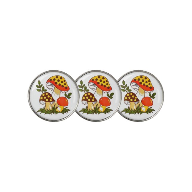 Crazy for retro mushrooms golf ball marker (3 Up)