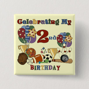 Crazy For Sports 2nd Birthday T-shirts and Gifts Button