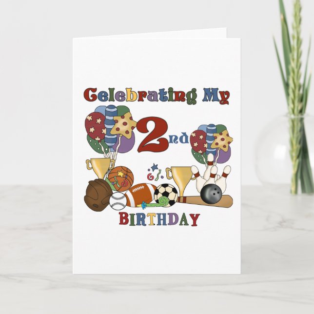 Crazy For Sports 2nd Birthday T-shirts and Gifts Card (Front)
