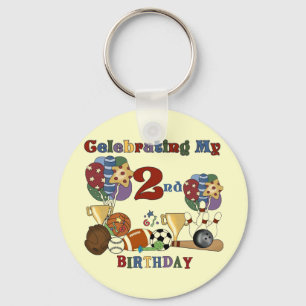 Crazy For Sports 2nd Birthday T-shirts and Gifts Keychain