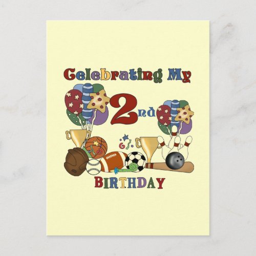 Crazy For Sports 2nd Birthday T_shirts and Gifts Postcard