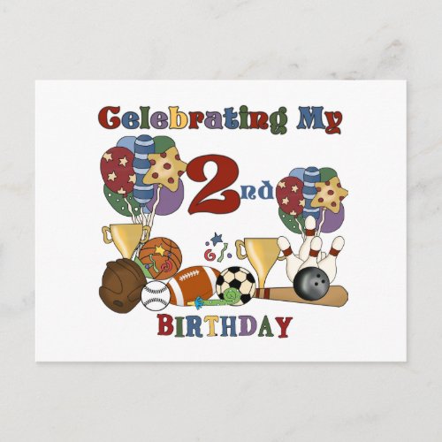 Crazy For Sports 2nd Birthday T_shirts and Gifts Postcard