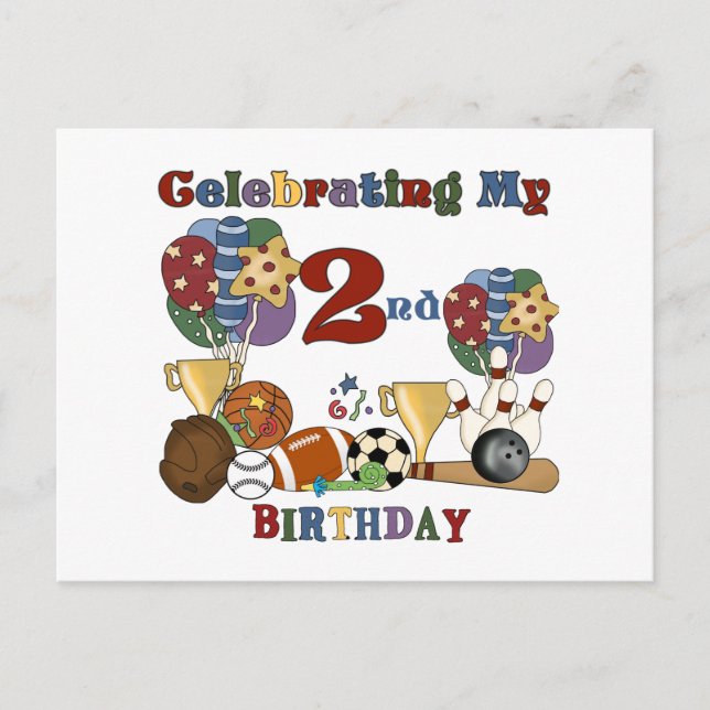 Crazy For Sports 2nd Birthday T-shirts and Gifts Postcard (Front)