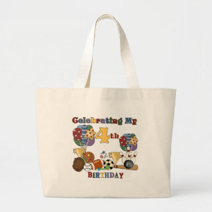 Crazy For Sports 4th Birthday T-shirts and Gifts Large Tote Bag