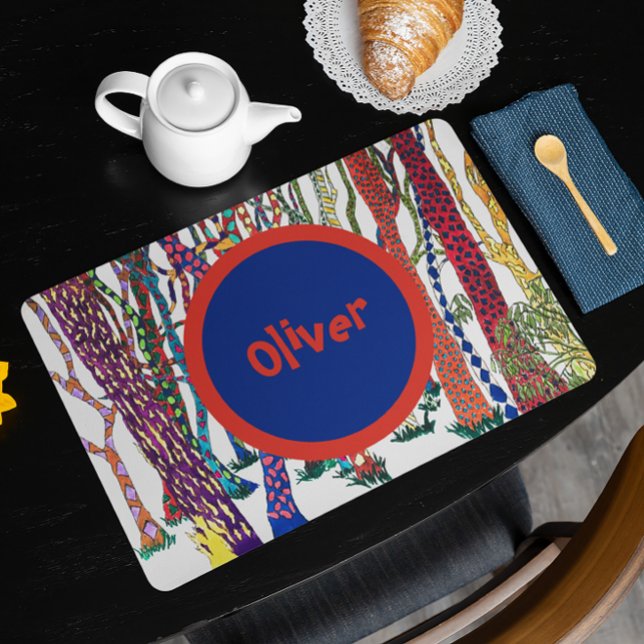 Crazy Forest colourful fun happy named  Placemat (Creator Uploaded)