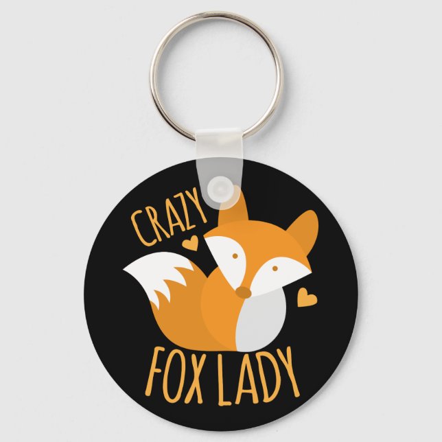 Crazy Fox Lady Keychain (Front)