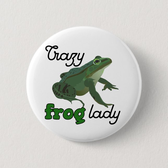 Crazy Frog Lady Frog Comg gifts Button (Front)