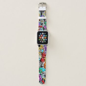 Crazy Fruits And Vegetables Graffiti Apple Watch Band by nonstopshop at Zazzle