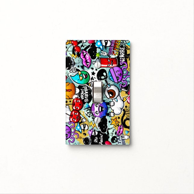 Crazy Fruits and Vegetables Graffiti Art Light Switch Cover (In Situ)