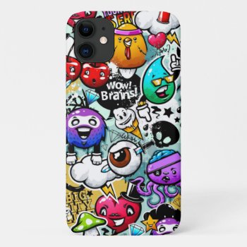 Crazy Fruits And Vegetables Graffiti Iphone 11 Case by nonstopshop at Zazzle