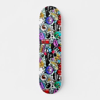 Crazy Fruits And Vegetables Graffiti Skateboard by nonstopshop at Zazzle