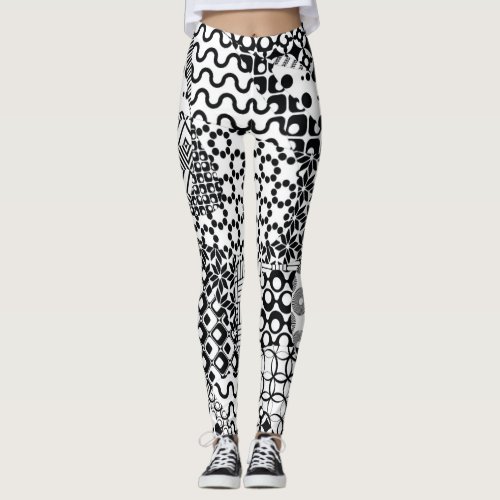 Crazy Funky Black and White Pattern Cool Leggings