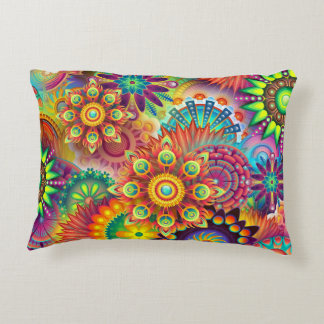CRAZY FUNKY FLOWERS COLORFUL PILLOW