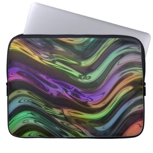 Crazy Funky Rainbow Ripple Waves Art Pattern Laptop Sleeve