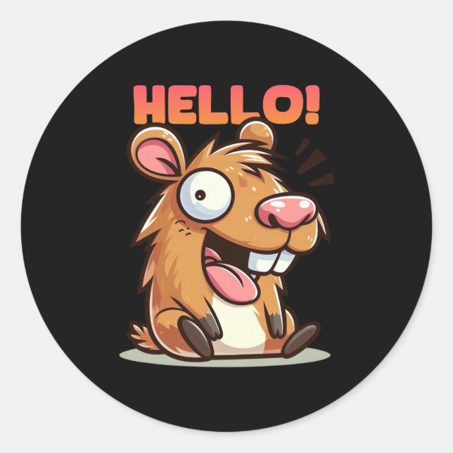 Crazy Funny Capybara Hello Sticker (Front)