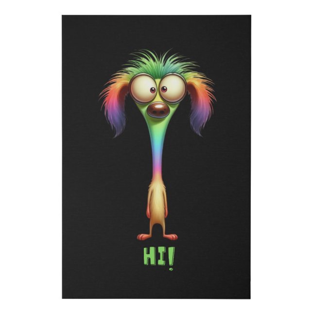 Crazy Funny Cartoon Dog Faux Canvas Print (Front)