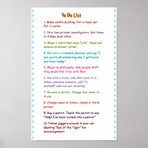 Crazy Funny Wacky Must Do Pranks To Do List Poster