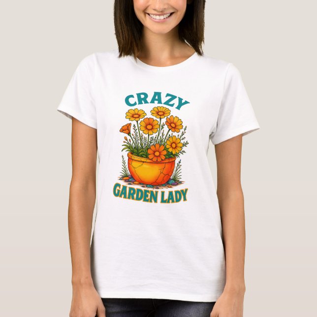Crazy Garden Lady T-shirt design (Front)