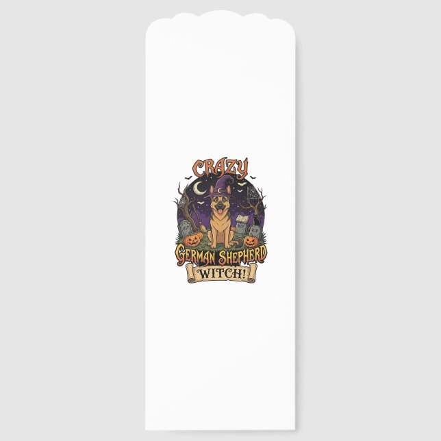 Crazy German Shepherd Witch Halloween Dog Pumpkins Bookmarks (Front)