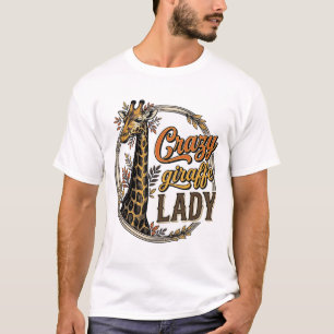 Crazy Giraffe Lady Vintage Engraving Shirt Design_