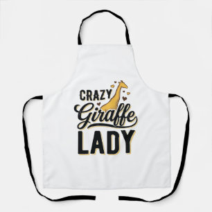 Crazy Giraffe Lady Vintage Engraving Shirt Design Apron