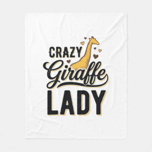 Crazy Giraffe Lady Vintage Engraving Shirt Design Fleece Blanket