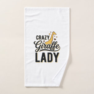 Crazy Giraffe Lady Vintage Engraving Shirt Design Hand Towel