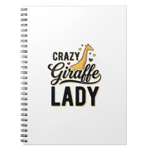 Crazy Giraffe Lady Vintage Engraving Shirt Design Notebook