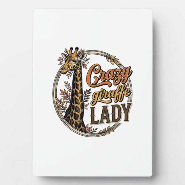 Crazy Giraffe Lady Vintage Engraving Shirt Design_ Plaque (Front)