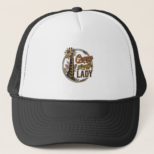 Crazy Giraffe Lady Vintage Engraving Shirt Design_ Trucker Hat